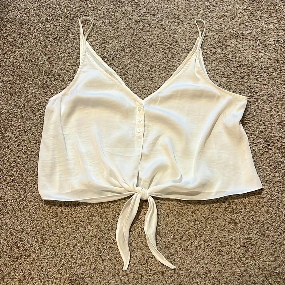 Free People Front Tie Off-white Crop Top Large